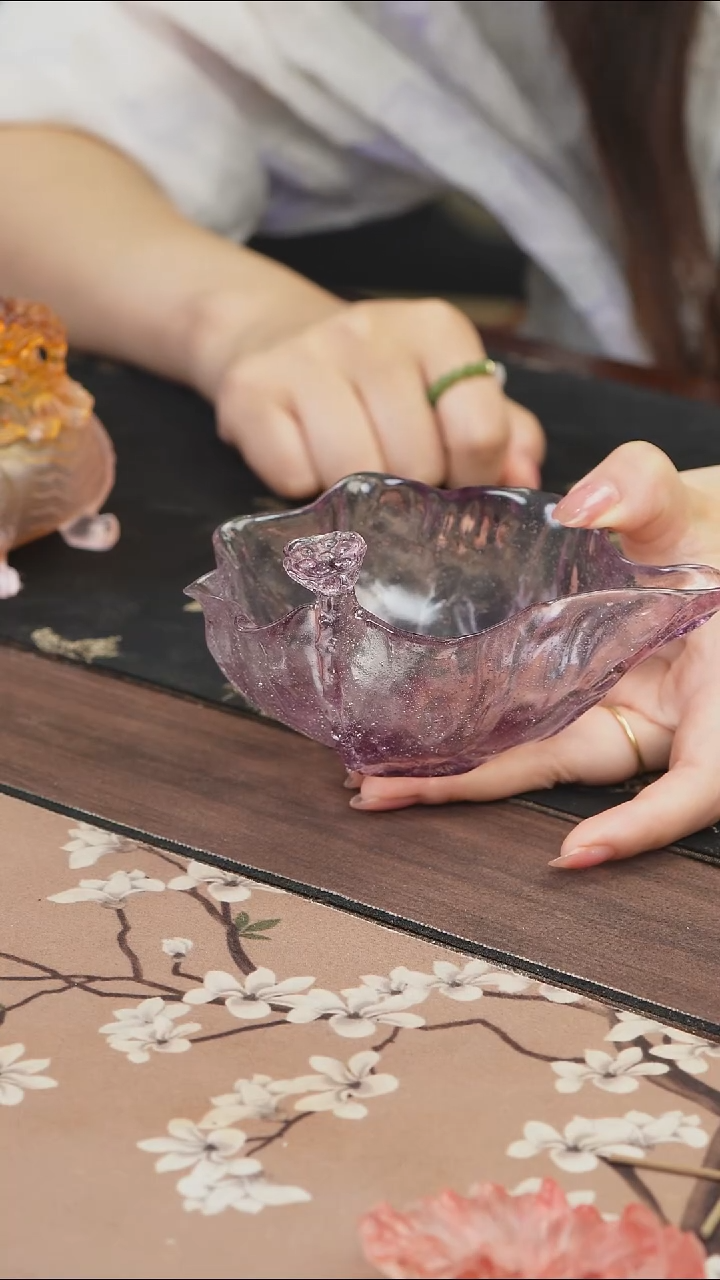 手工艺品琉璃紫色荷花公道