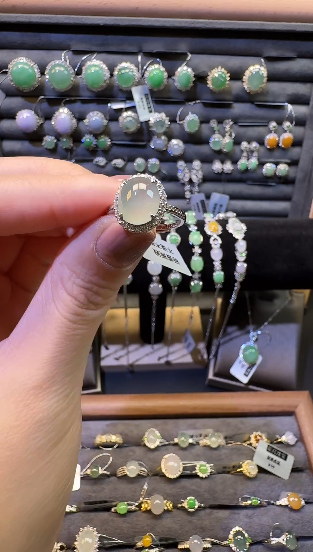 银S925镶嵌戒指翡翠翡翠戒指8