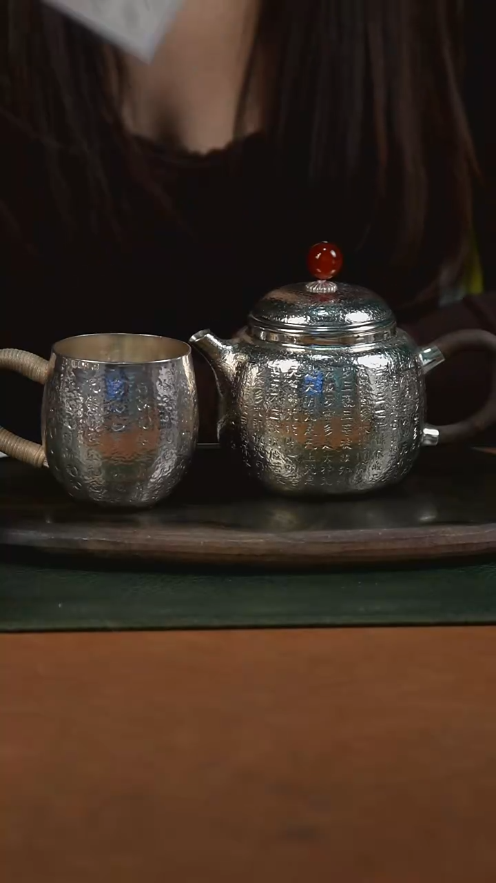 新品手工心经泡茶壶+心经银杯