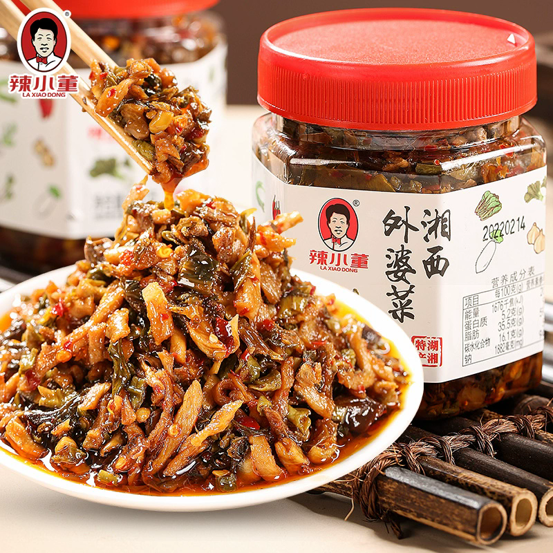 湖南下饭菜农家自制香辣梅干湘菜辣小董正宗湘西外婆菜酱罐装即食