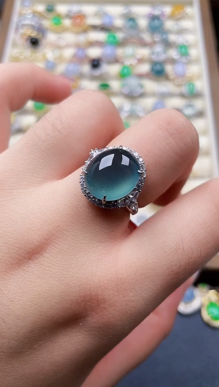 银S925镶嵌戒指翡翠198