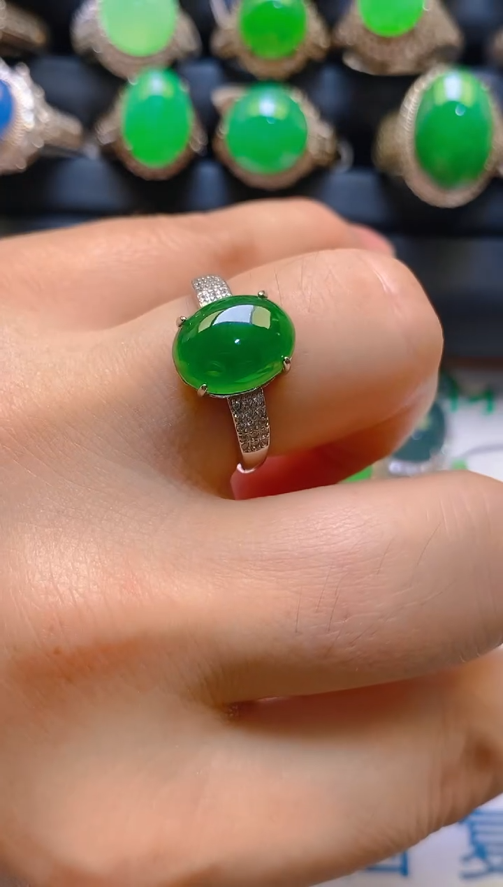 【闪购商品】翡翠耳饰银S925镶嵌天然A货翡翠1