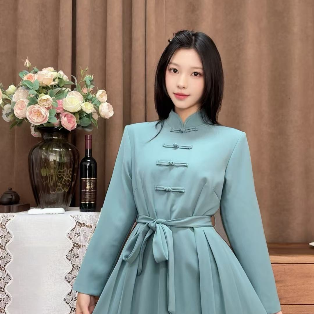 连衣裙显瘦气质民族风常规中国风长袖长款新中式秋冬