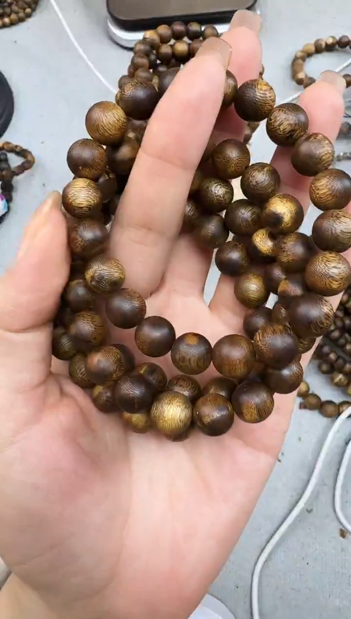 沉香手串1007虎斑棋圆珠单圈多样性发一