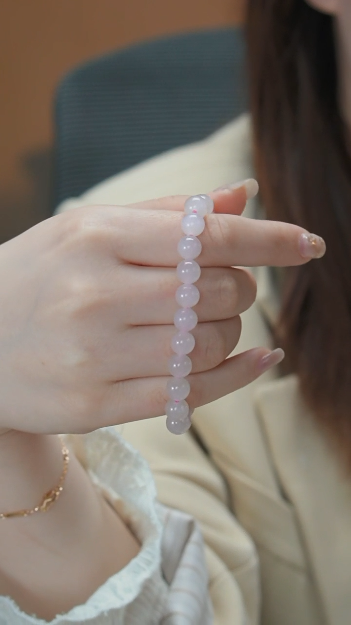 【闪购商品】和田玉颈饰未镶嵌藕粉珠串手链（卡8mm）