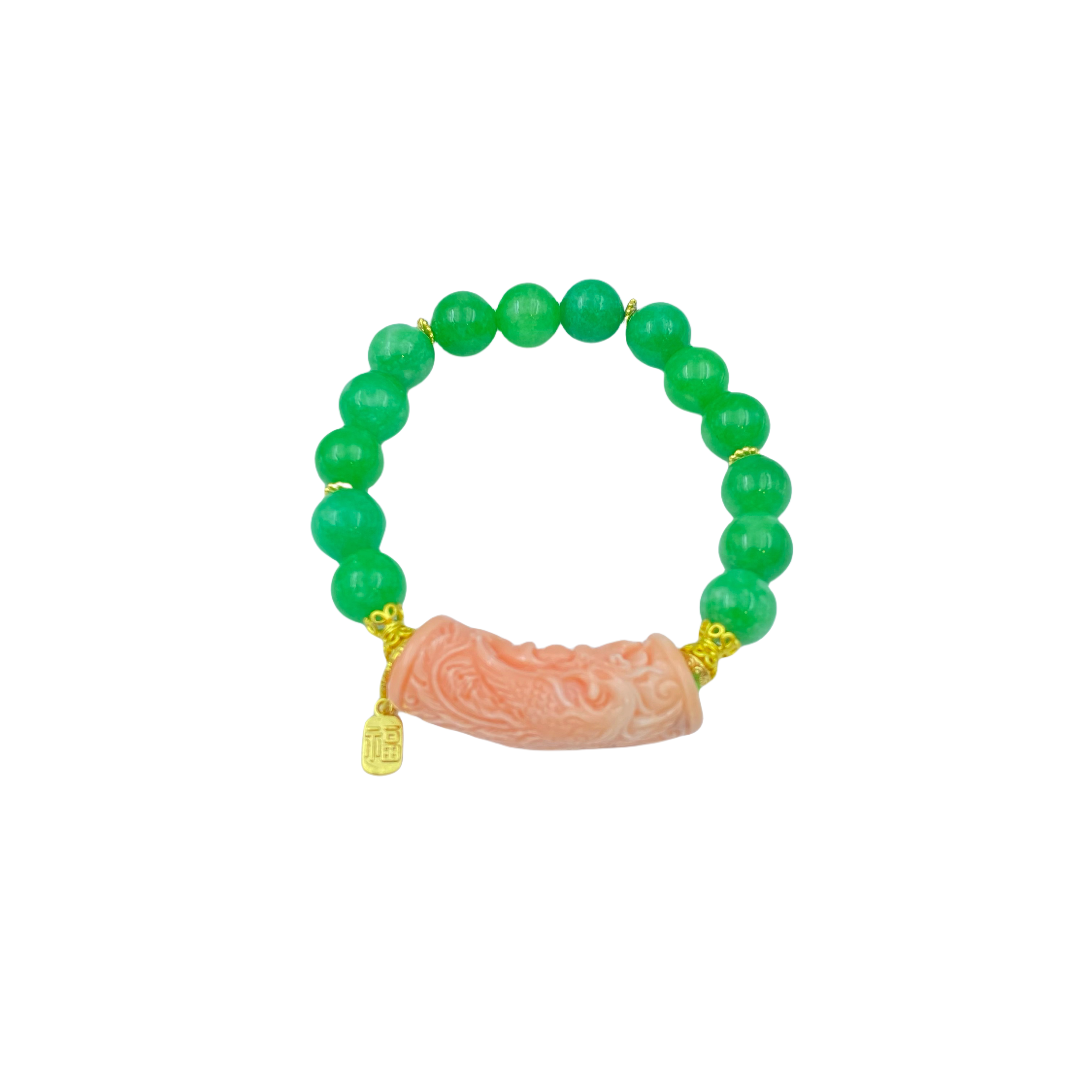 玛瑙藕粉雕花手链S1323X合金