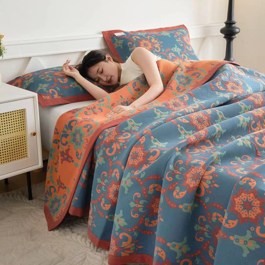 【杨总见面礼】新款A类母婴级多功能棉柔软180*200大盖毯颜色随机