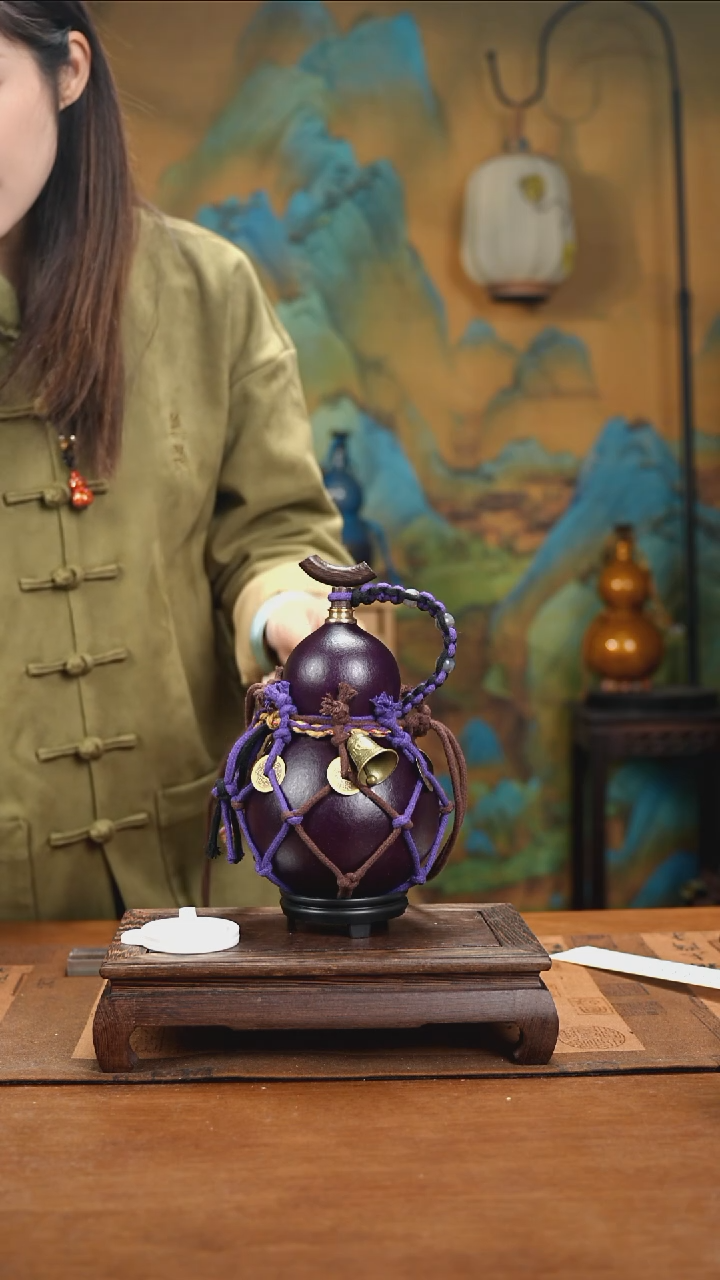 YD053复古网兜款天然酒葫芦（一物一拍）