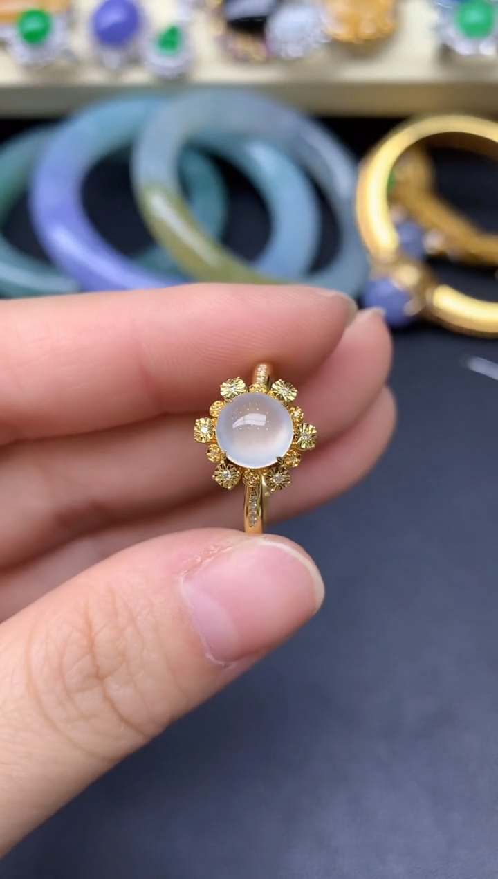 18K金镶嵌戒指翡翠120-雪姐翡翠天天见