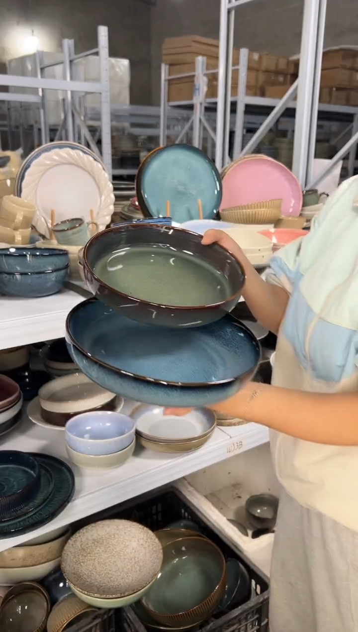 陶瓷外贸尾货瑕疵满20包邮X2深盘组合