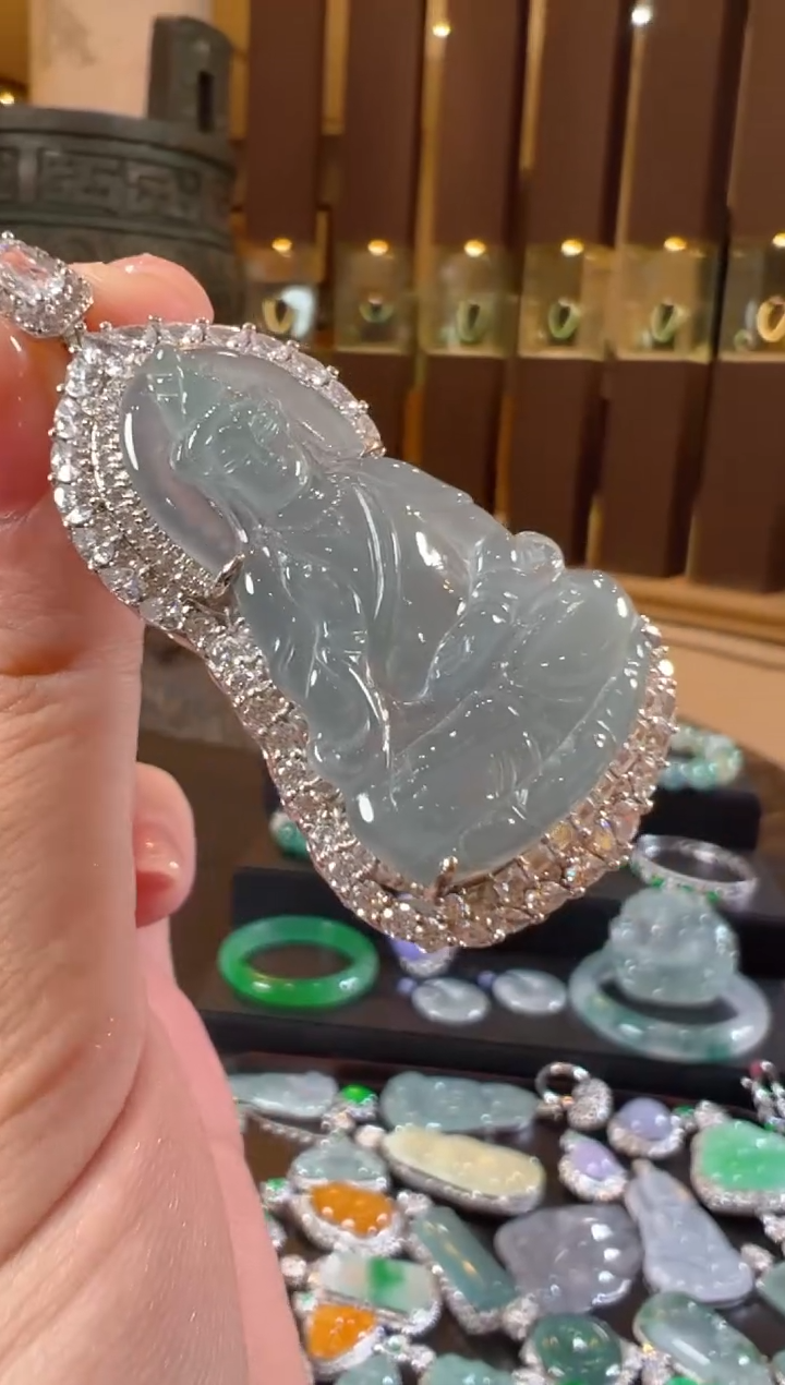 翡翠银S925镶嵌吊坠(不含链)天然A货翡翠JJ14多样性发一