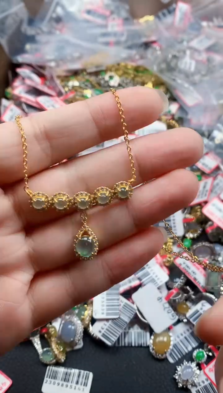 银S925镶嵌戒指翡翠天然A货缅甸翡翠