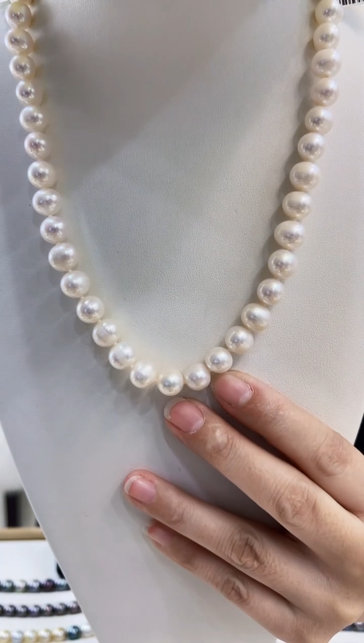 【闪购商品】淡水珍珠颈饰银S925镶嵌无核 9-10mm