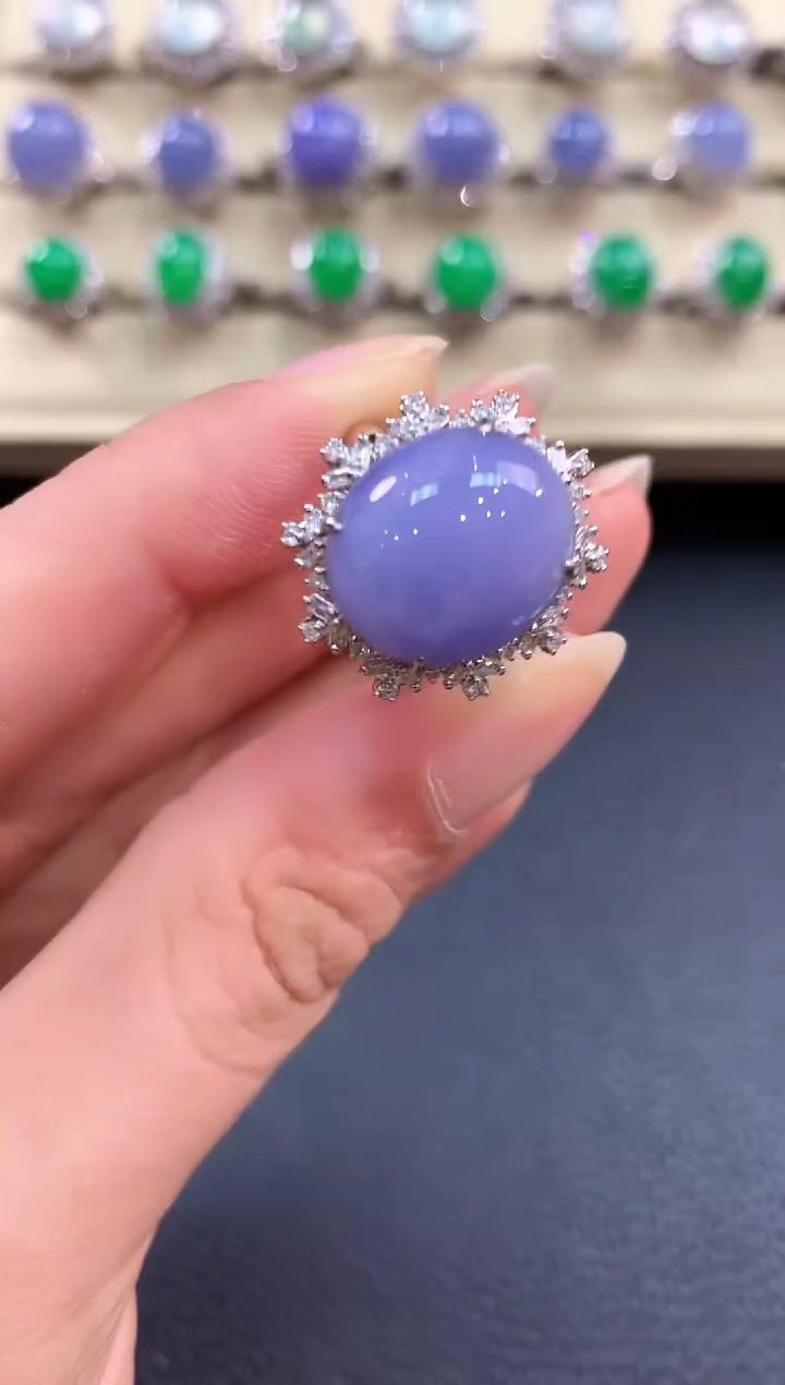 【闪购商品】翡翠戒指18K金镶嵌n124有色差