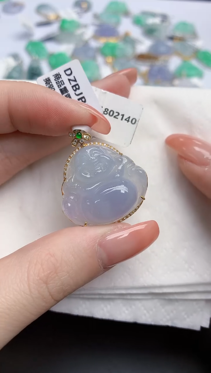 【闪购商品】翡翠颈饰18K金镶嵌天然缅甸翡翠A货