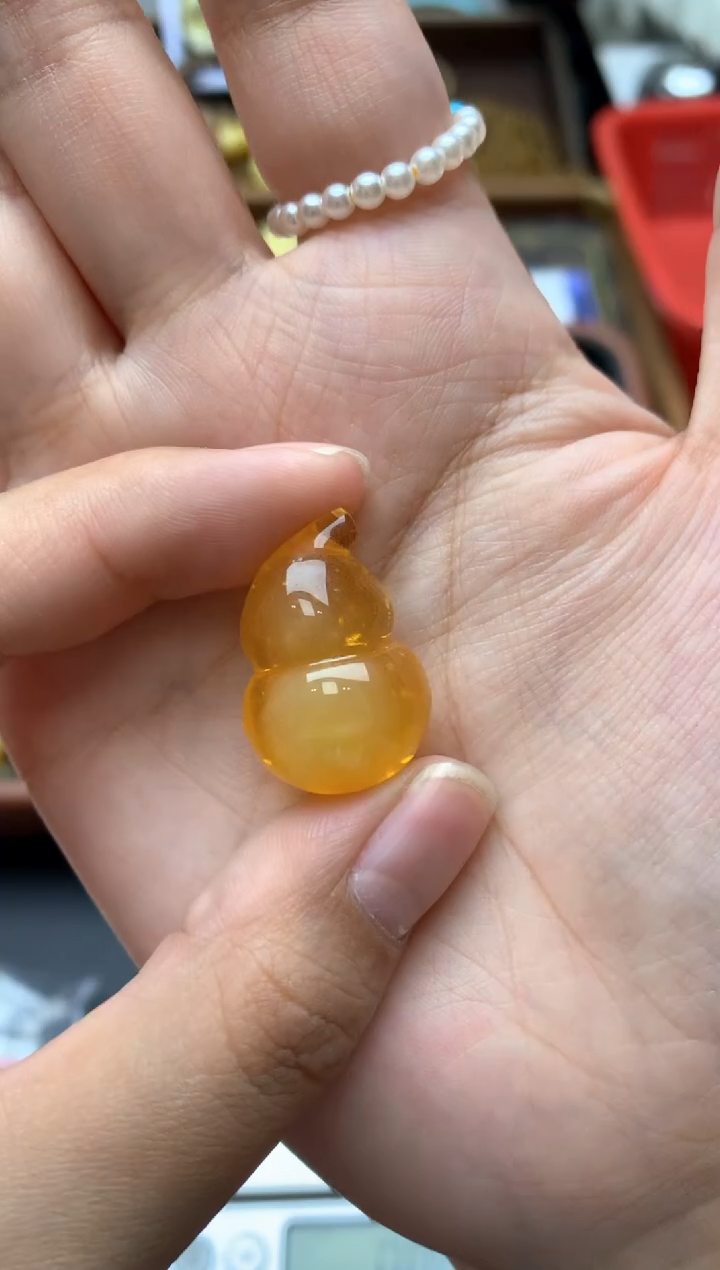 【闪购商品】琥珀珠宝奇石未镶嵌006琥珀蜜蜡花粉有纹小坑介意勿拍