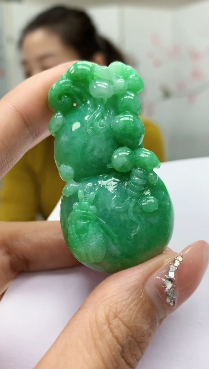 【闪购商品】定制翡翠未镶嵌4902MM-毛货挂件葫芦57