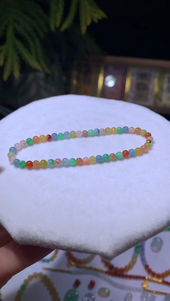 【闪购商品】定制翡翠未镶嵌3.6*彩虹手串2200+220