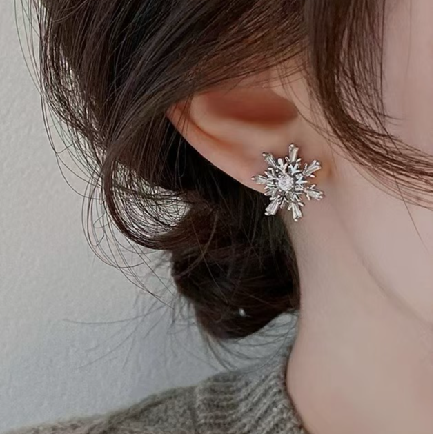 铜合金合成锆石耳饰 气质轻奢时尚百搭小众简约旋转耳环QC3393