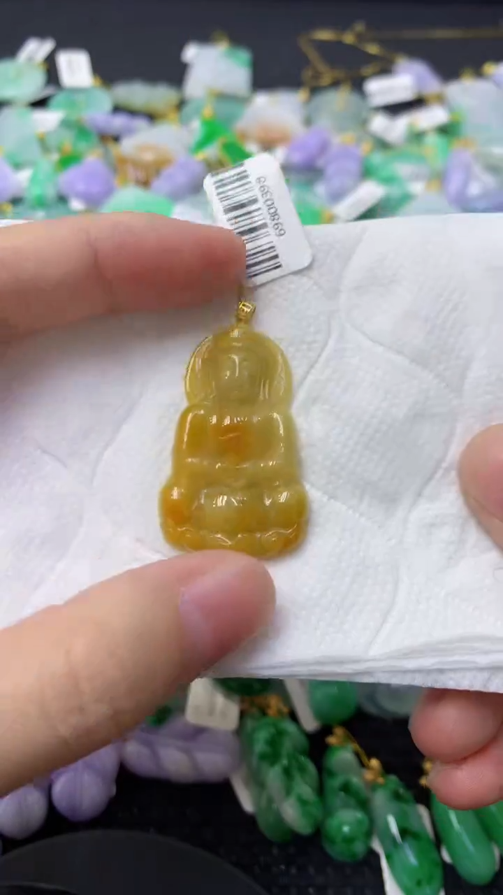 颈饰18K金镶嵌翡翠天然缅甸翡翠A货