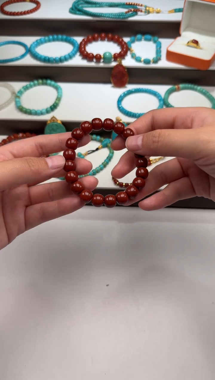 18K金镶嵌配饰配饰南红玛瑙安***~手串手串