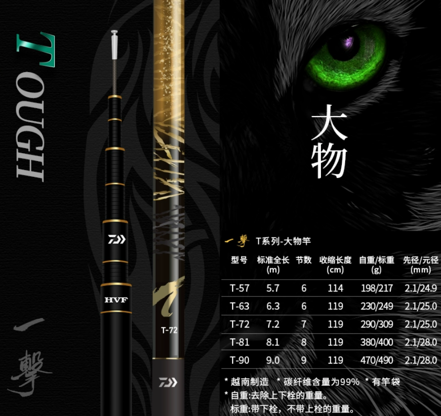 【AY36】达亿瓦一击T台钓竿 样品微瑕尺寸随机不退不换