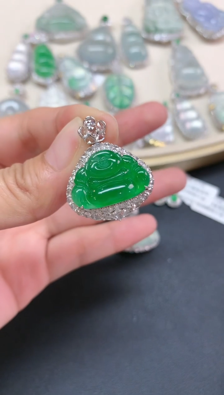 【闪购商品】翡翠吊坠(不含链)18K金镶嵌W179|55800