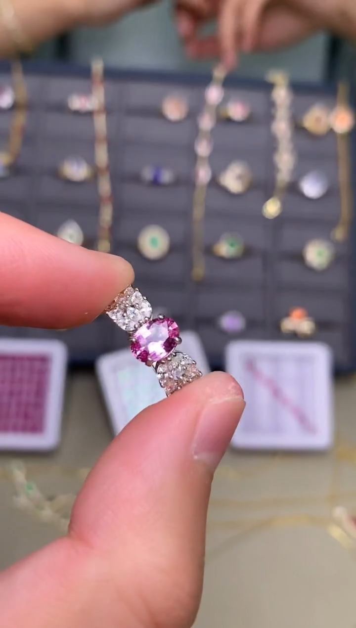 戒指蓝宝石银S925镶嵌戒指