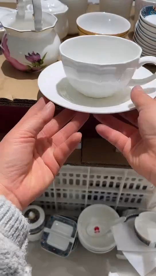 瓷凌艺杯碟白瓷隆达骨瓷