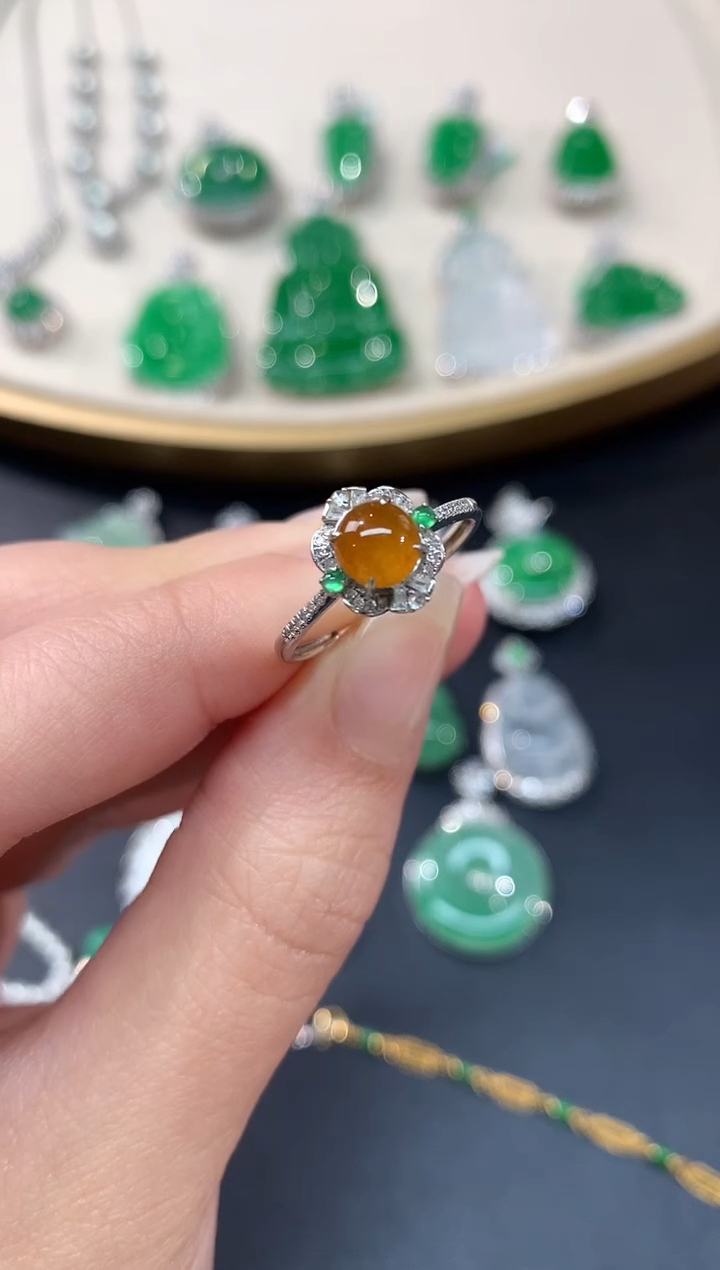 【闪购商品】翡翠戒指18K金镶嵌A89|2800