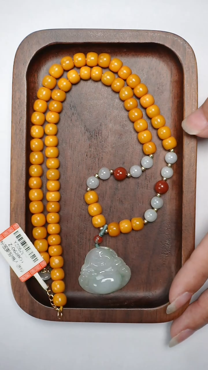 【闪购商品】未镶嵌琥珀颈饰焦皮翡翠佛公吊坠6mm