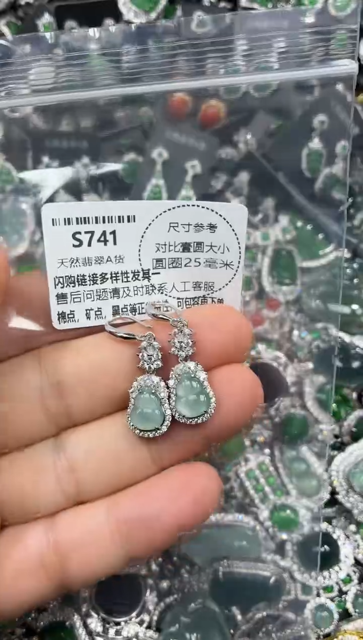 颈饰未镶嵌翡翠S741耳钩
