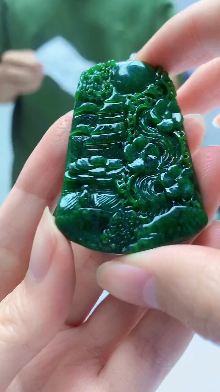 【闪购商品】定制翡翠未镶嵌4688zm-毛货挂件山水81