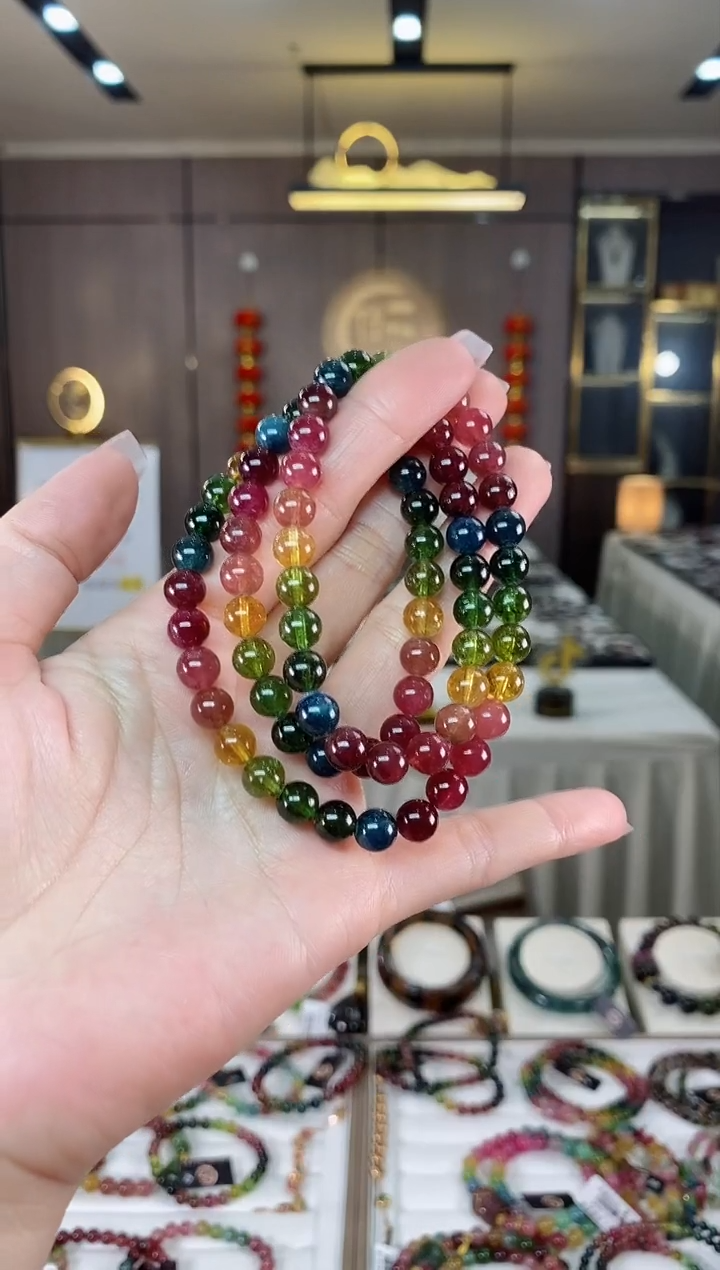【闪购商品】碧玺三圈手串7mm+未镶嵌（多样性发一条）hon