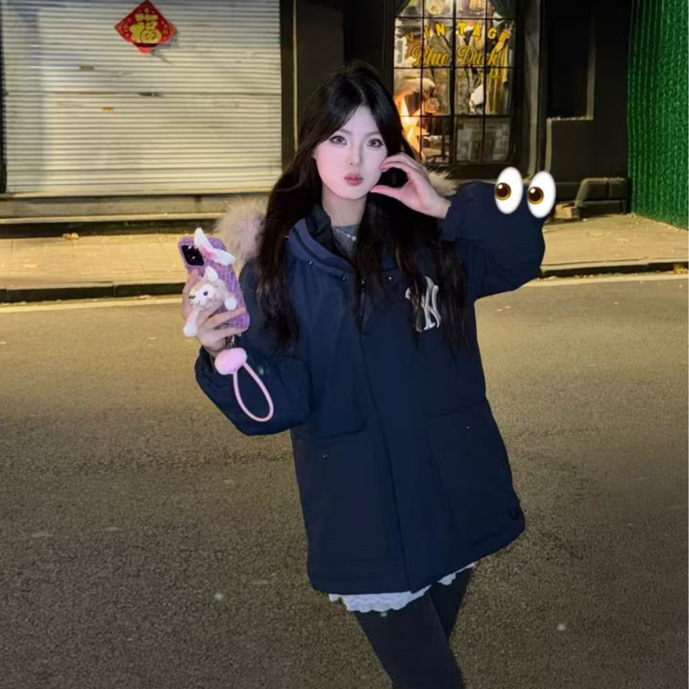 纽约扬基队 Logo印花毛领连帽男女同款亲子