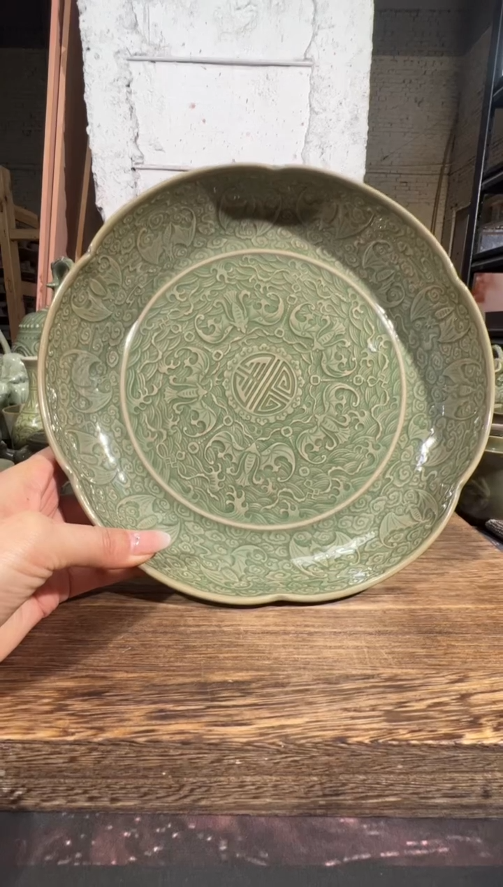 微瑕耀州窑百福盘