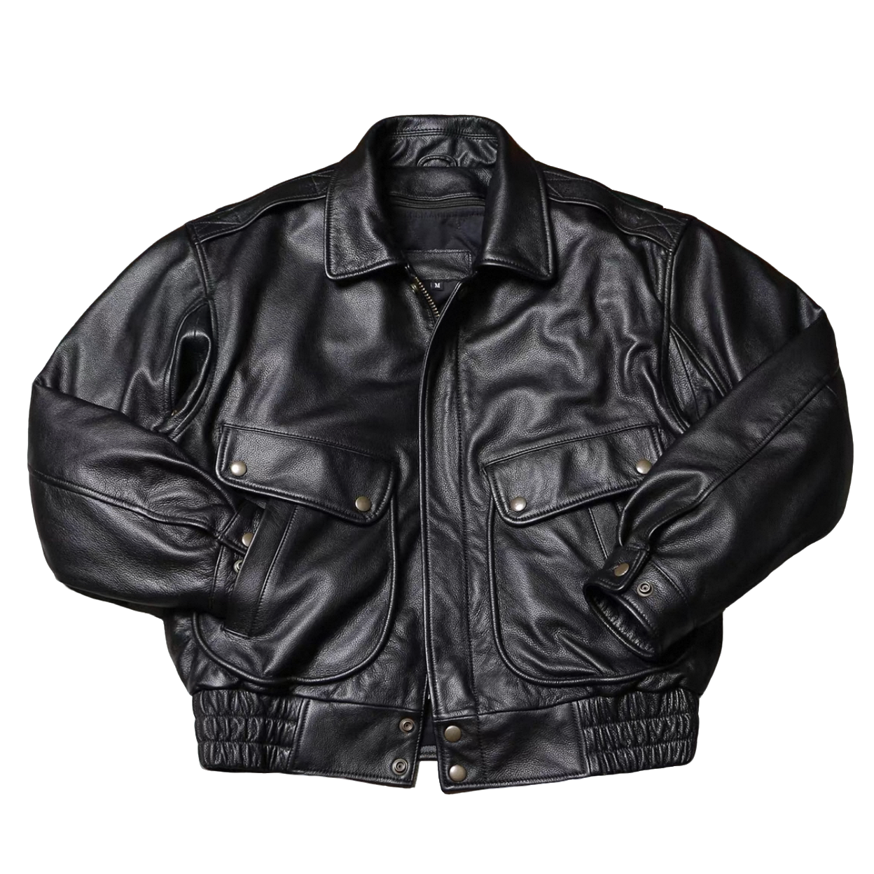 【1.2-1.4mm进口植鞣牛皮】复古港风男女加棉外套水洗泡感皮衣Y