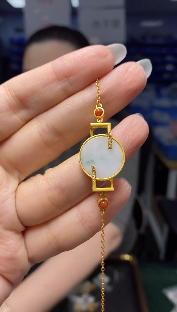 银S925镶嵌手链翡翠FC41006