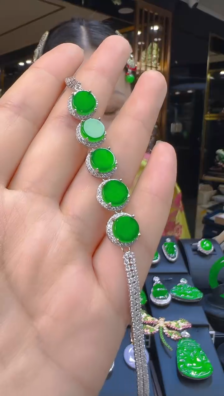 银S925镶嵌手链翡翠031（多样性发其一）