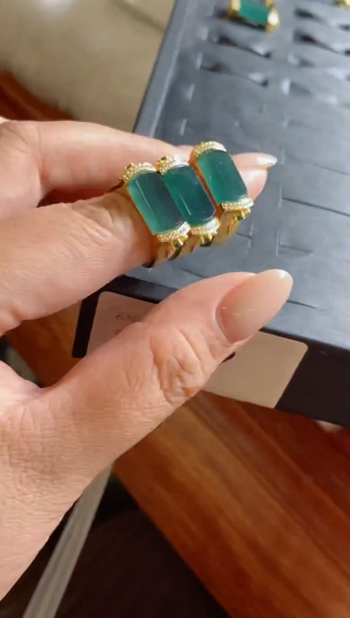 颈饰银S925镶嵌翡翠Y33翡翠马鞍戒（多样性发其一）