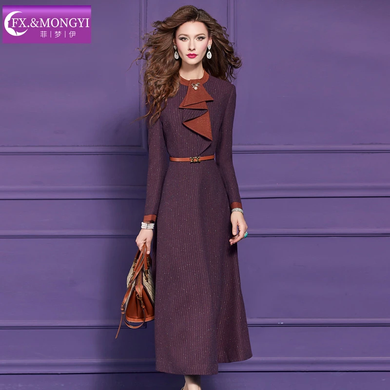 【送腰带】2025新款秋冬季复古通勤遮肉显瘦3659中长款连衣裙长袖