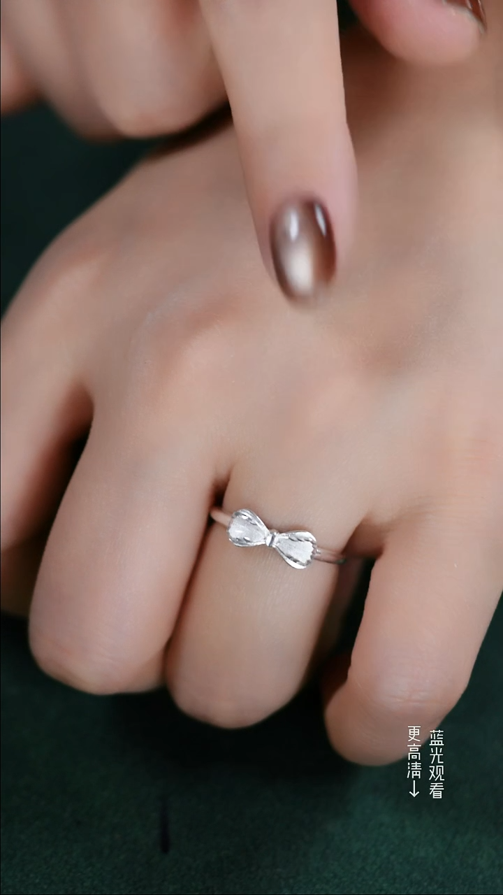 珐琅足银新款蝴蝶结戒指