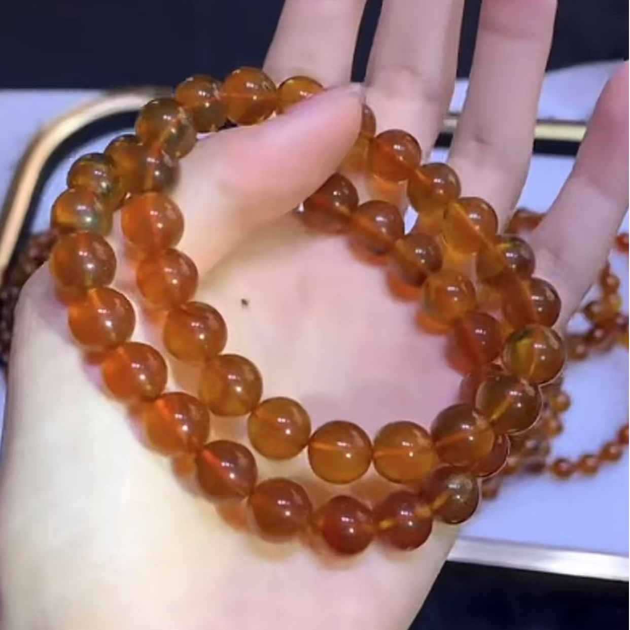 【逍遥】琥珀紫蜜圆珠手串*766/83/多样性发/1件