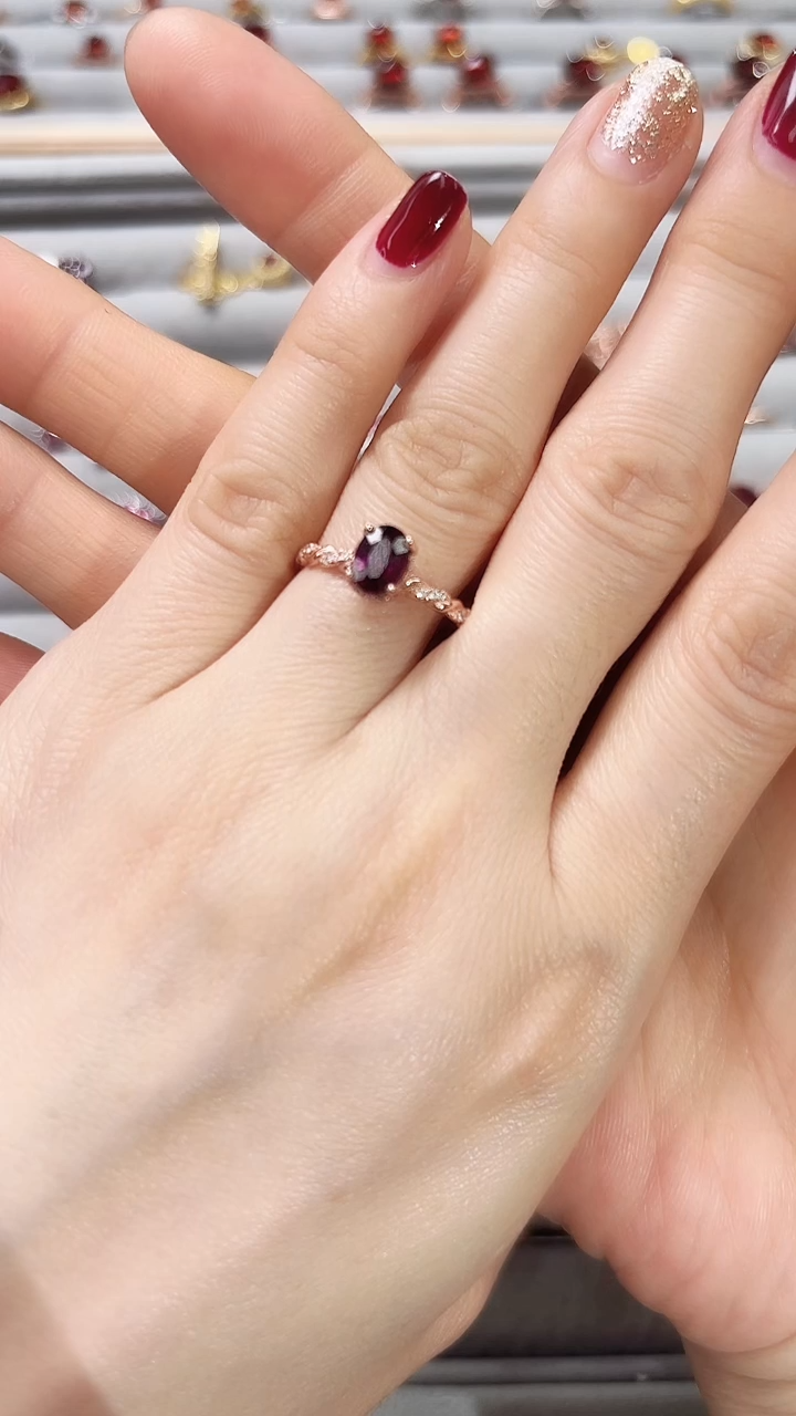 【闪购商品】石榴石戒指银S925镶嵌09