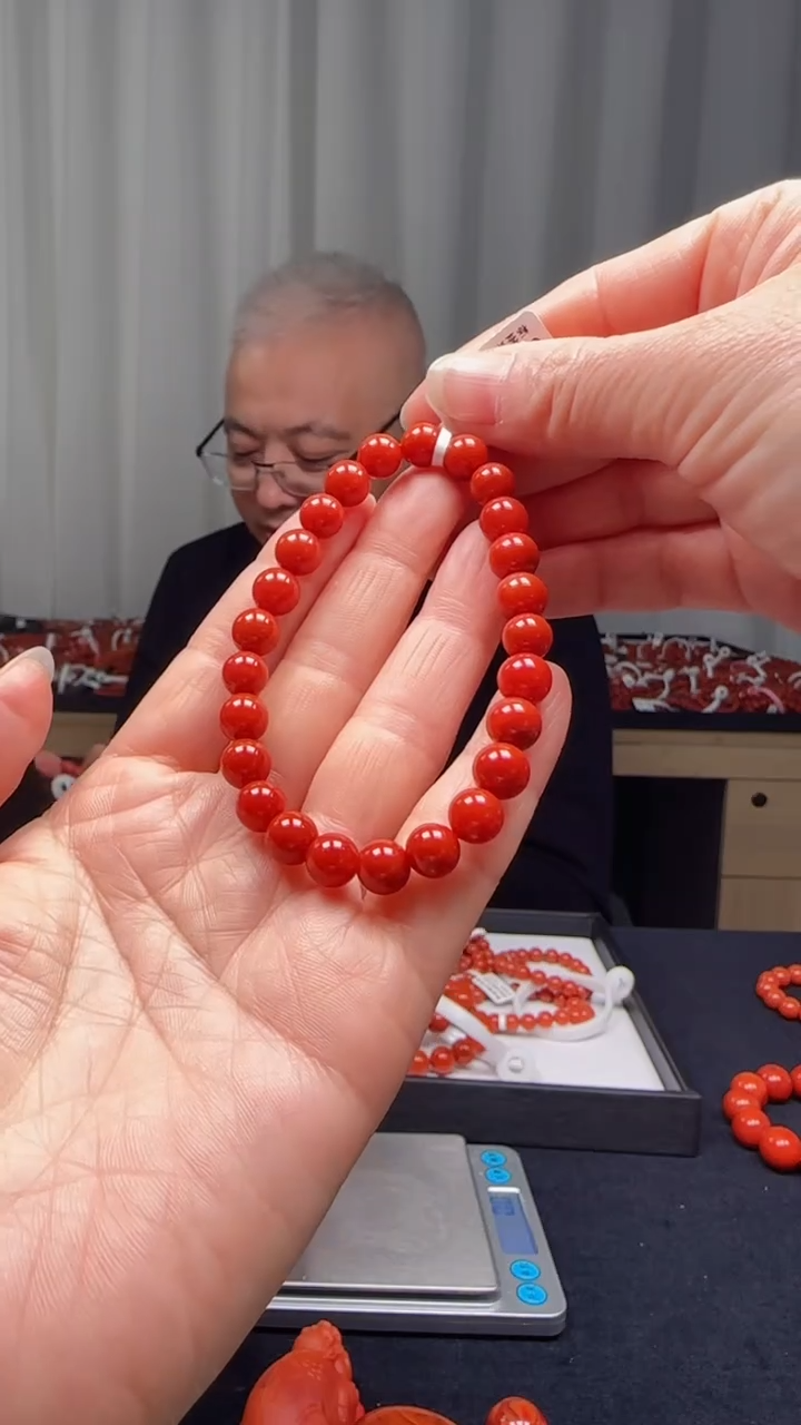 未镶嵌多样性发一件南红玛瑙【高货】锦红8mm保山圆珠单圈 