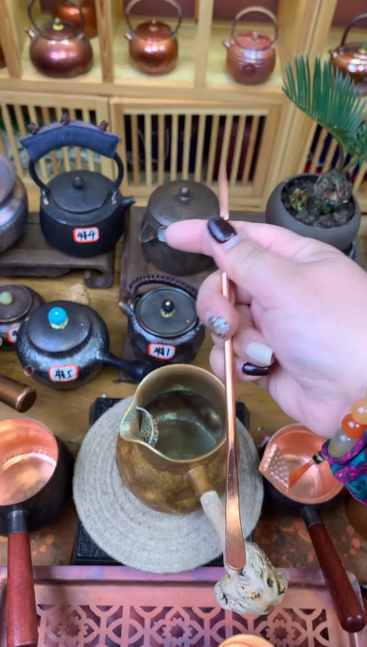 紫铜手工锻打双头茶针茶拨