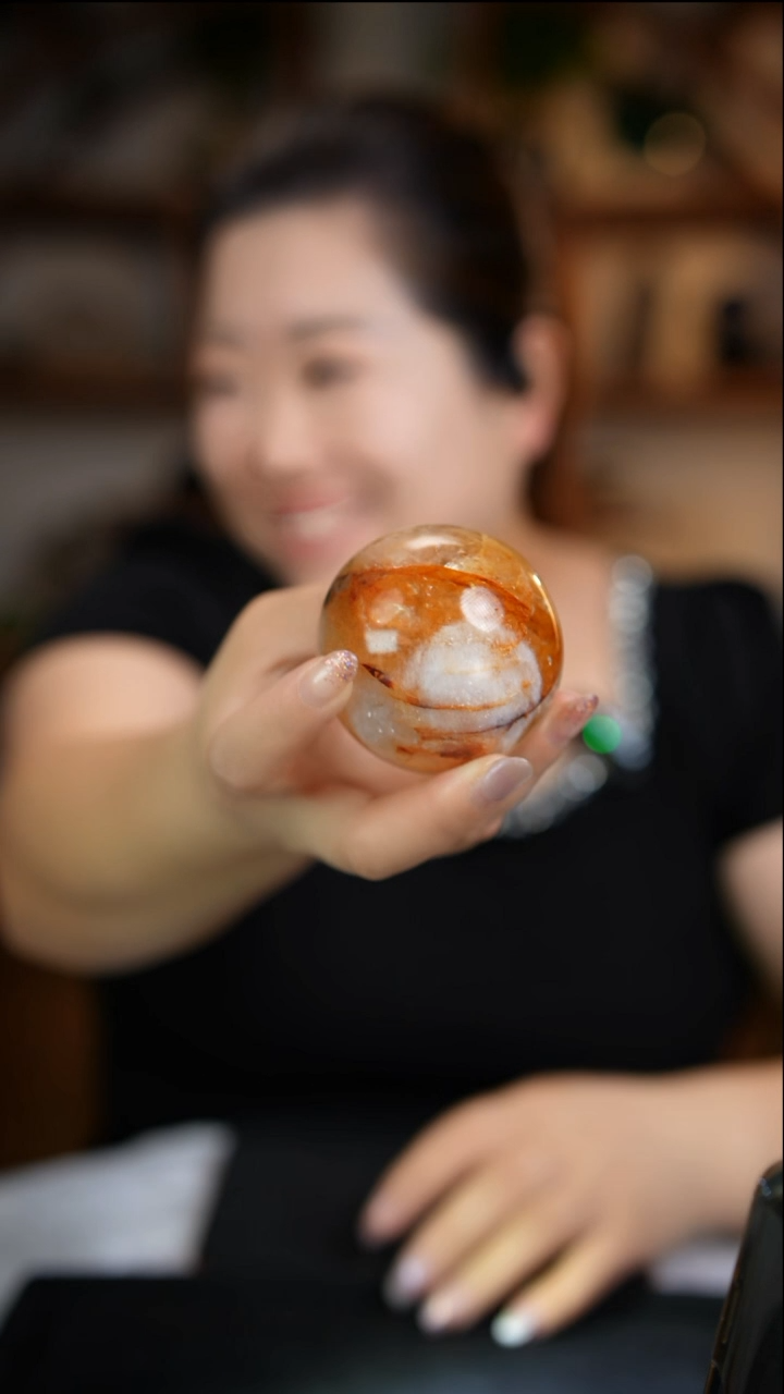 未镶嵌珠宝半成品水晶黄胶花球D620