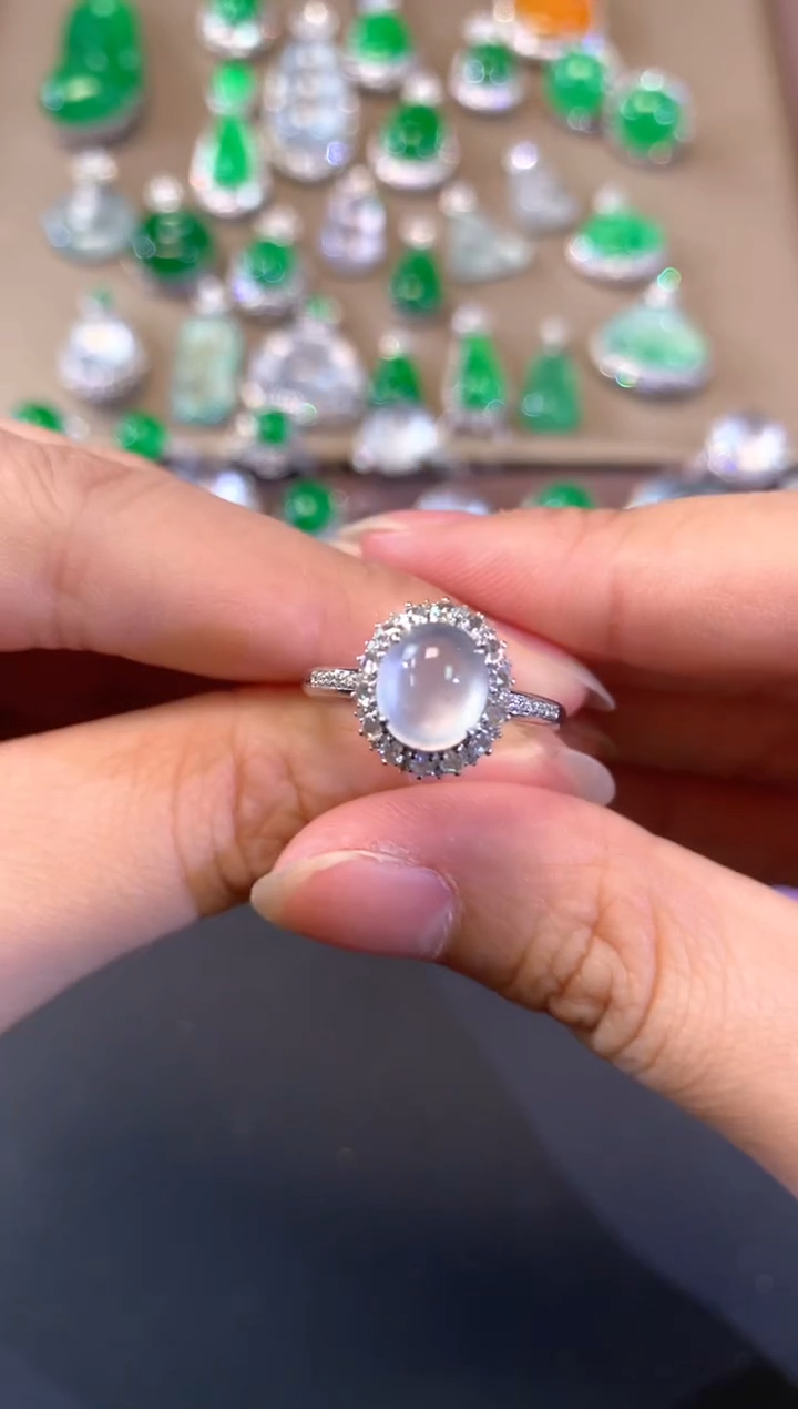 【闪购商品】翡翠戒指18K金镶嵌A376|5980