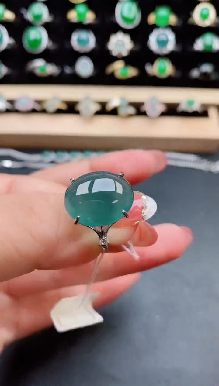 【闪购商品】翡翠戒指银S925镶嵌8080