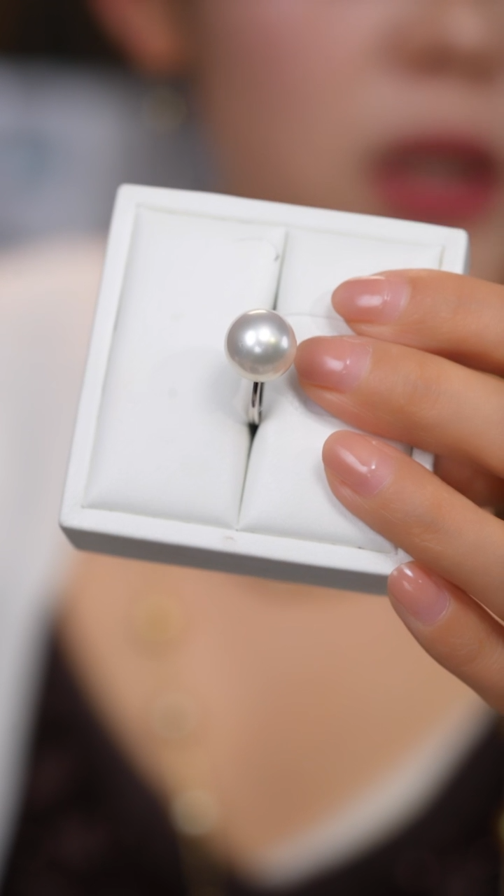 【闪购商品】海水珍珠戒指18K金镶嵌澳白12-13mm